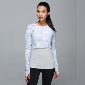 Lululemon Sea-Me Run Long Sleeve in Mini Blushed Illusion White Multi Silver